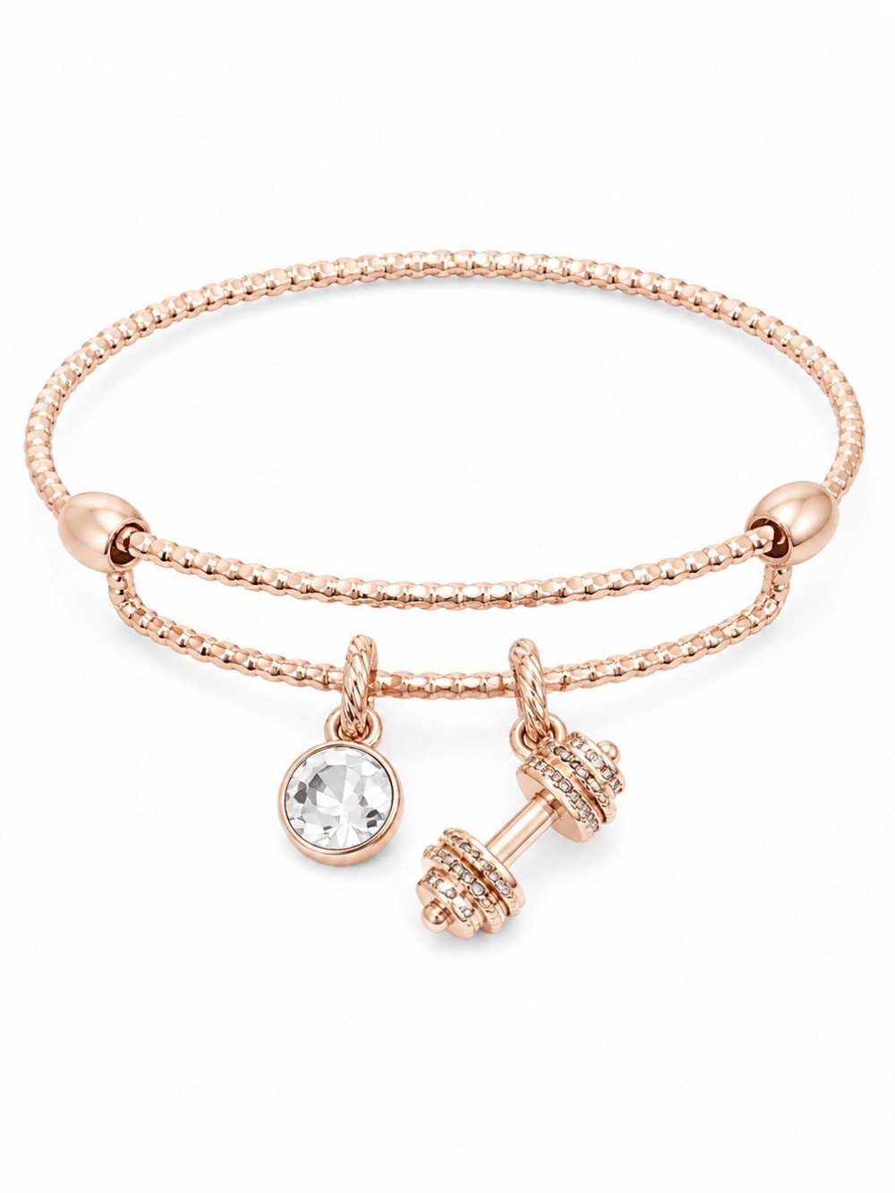 Mary Kay Rose Gold Charm Bracelet with Crystal and Dumbbell